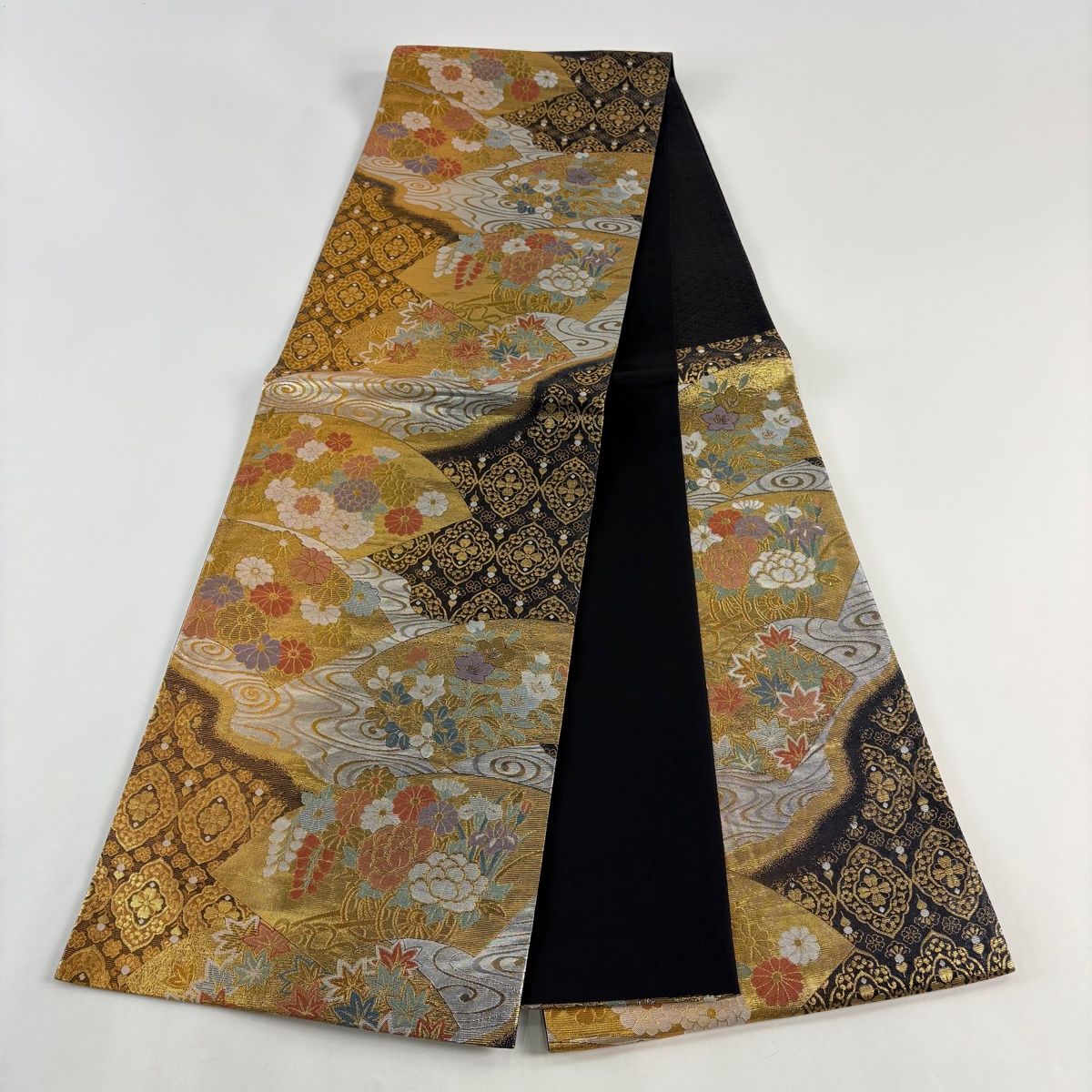 袋帯 秀品 扇面 花車 金糸 箔 金色 六通 正絹 【中古】 - メルカリ