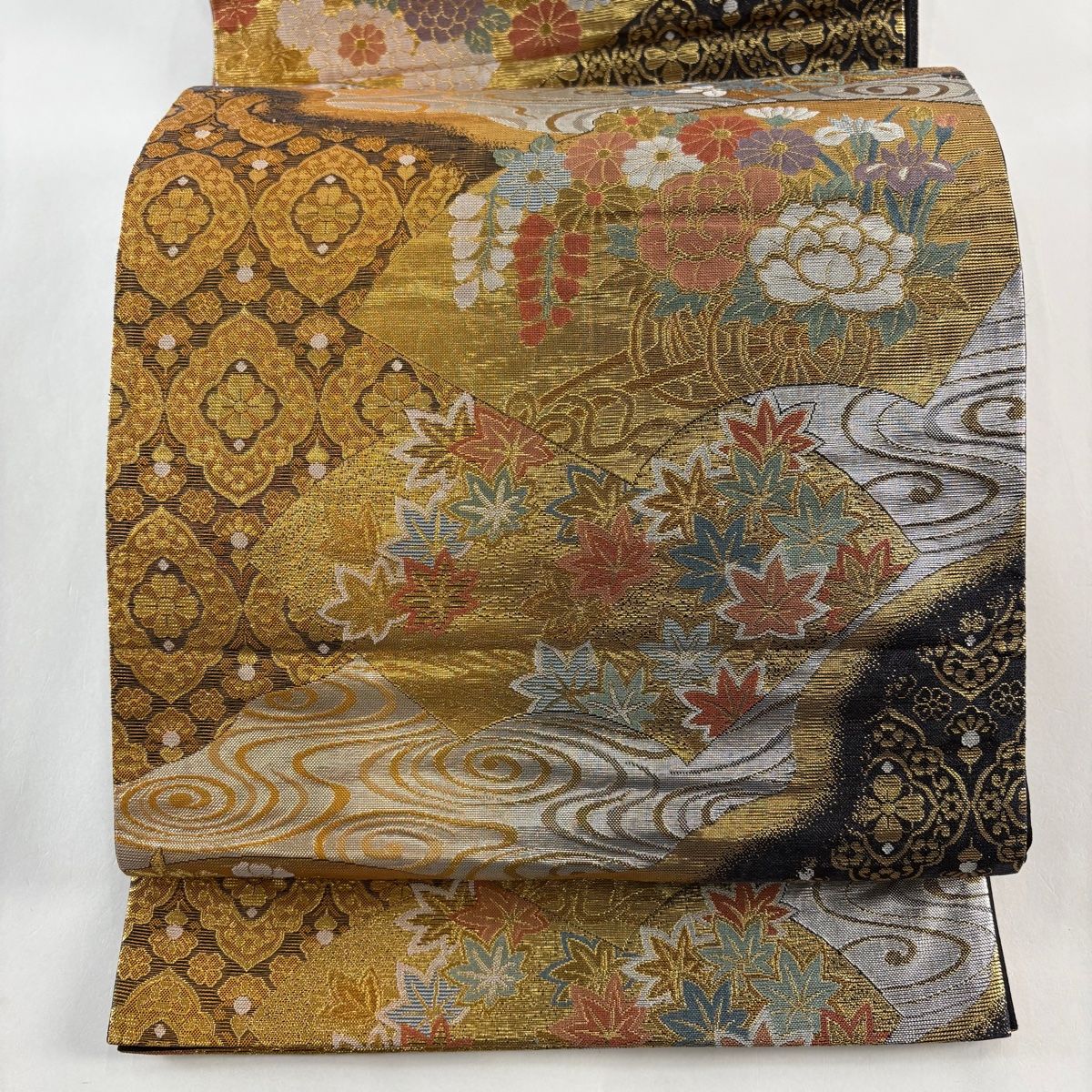 袋帯 秀品 扇面 花車 金糸 箔 金色 六通 正絹 【中古】 - メルカリ