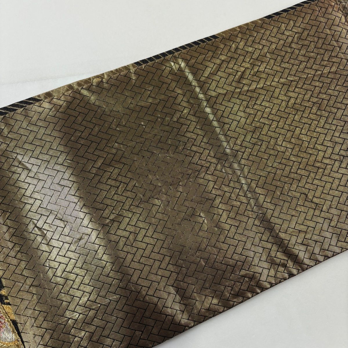 袋帯 秀品 牡丹 蝶 金銀糸 箔 黒 六通 正絹 【中古】 - メルカリ