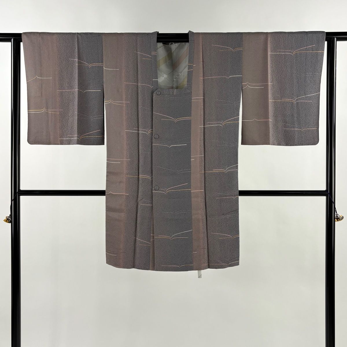  道行 身丈94 cm 裄丈63 5 S 和装コート 角衿 幾何学 ぼかし 灰紫 正絹 秀品 羽織 着物 浴衣