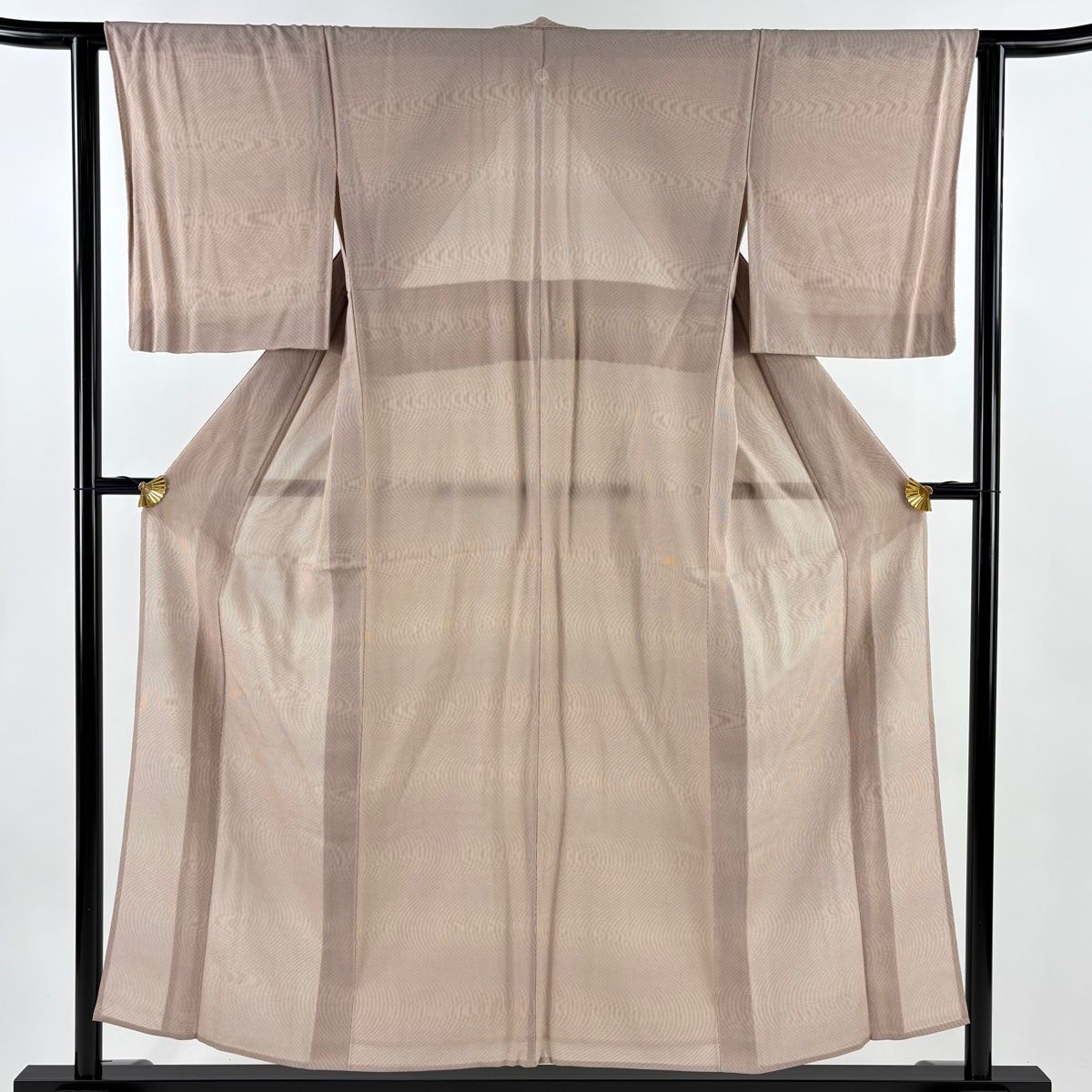 小紋 身丈154 cm 裄丈61 5 S 薄物 伊予縞 薄小豆 正絹 秀品 一つ紋