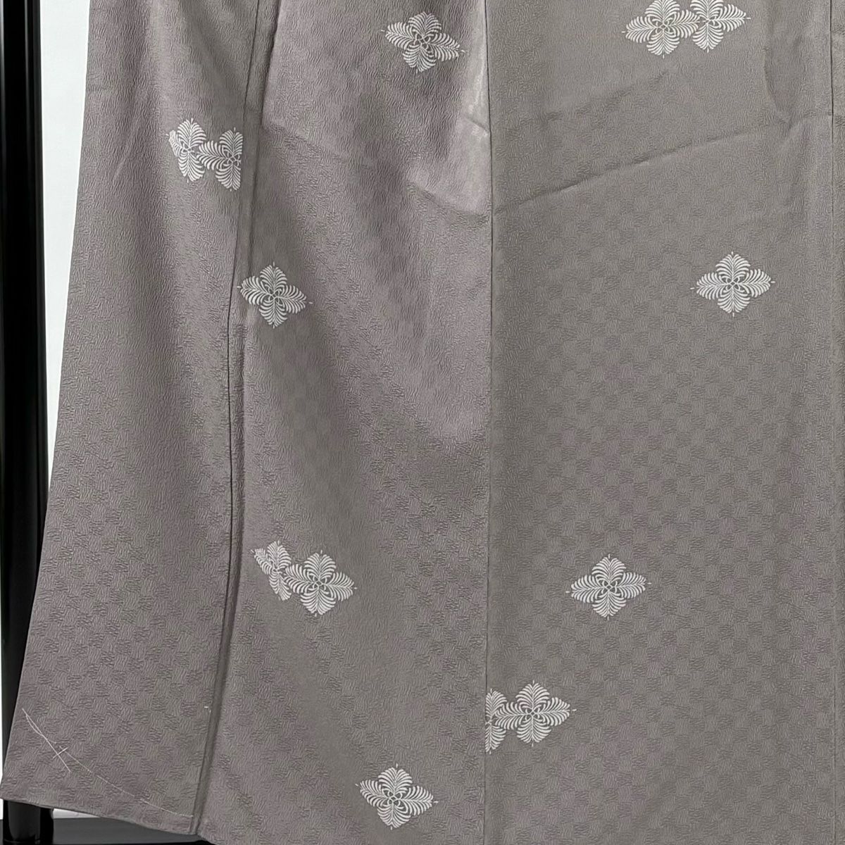 小紋 身丈158 cm 裄丈65 M 袷 若松菱 灰紫 正絹 秀品 一つ紋