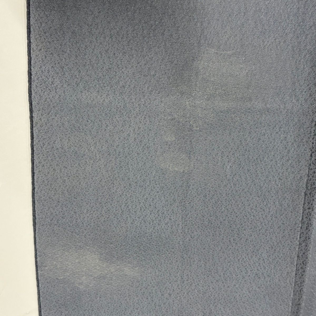 小紋 身丈167cm 裄丈71cm L 袷 縦縞 桜 縮緬 灰色 正絹 秀品 【中古