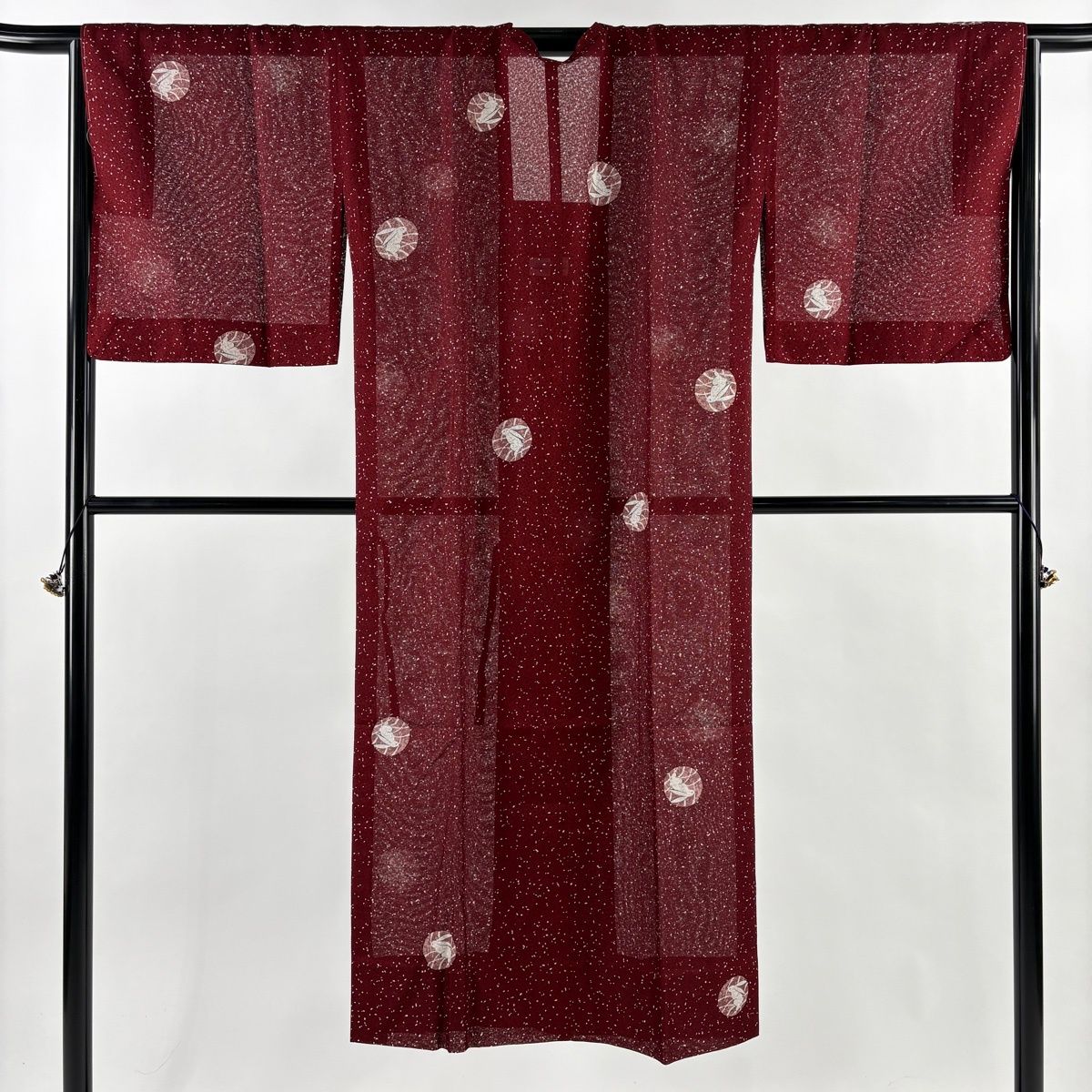 道行 身丈140 cm 裄丈67 M 和装コート 角衿 やまと うさぎ えんじ色 正絹 秀品