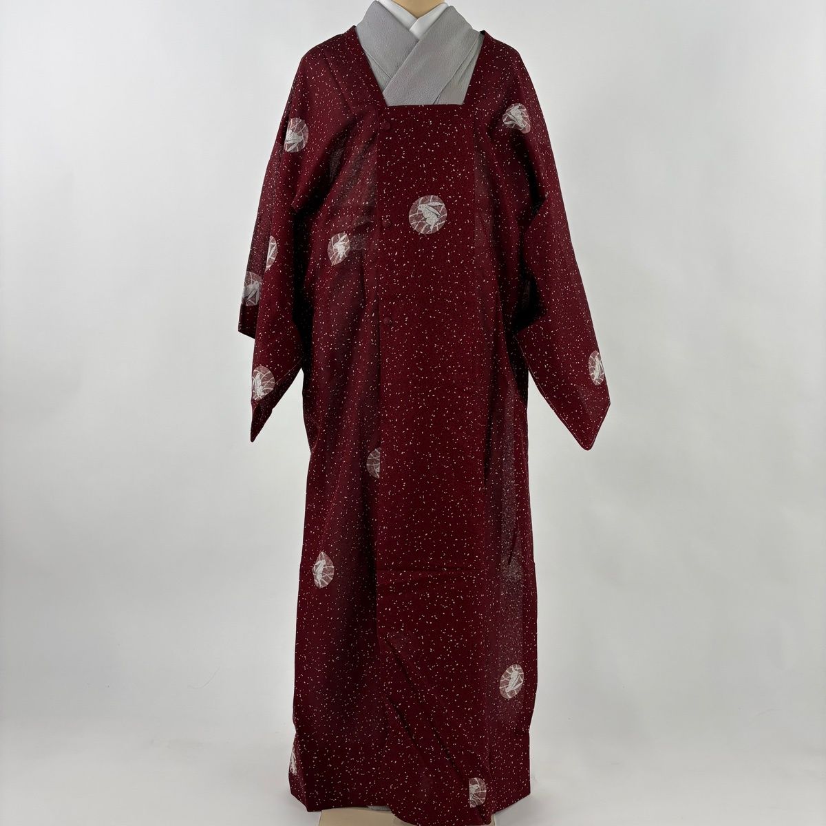 道行 身丈140 cm 裄丈67 M 和装コート 角衿 やまと うさぎ えんじ色 正絹 秀品