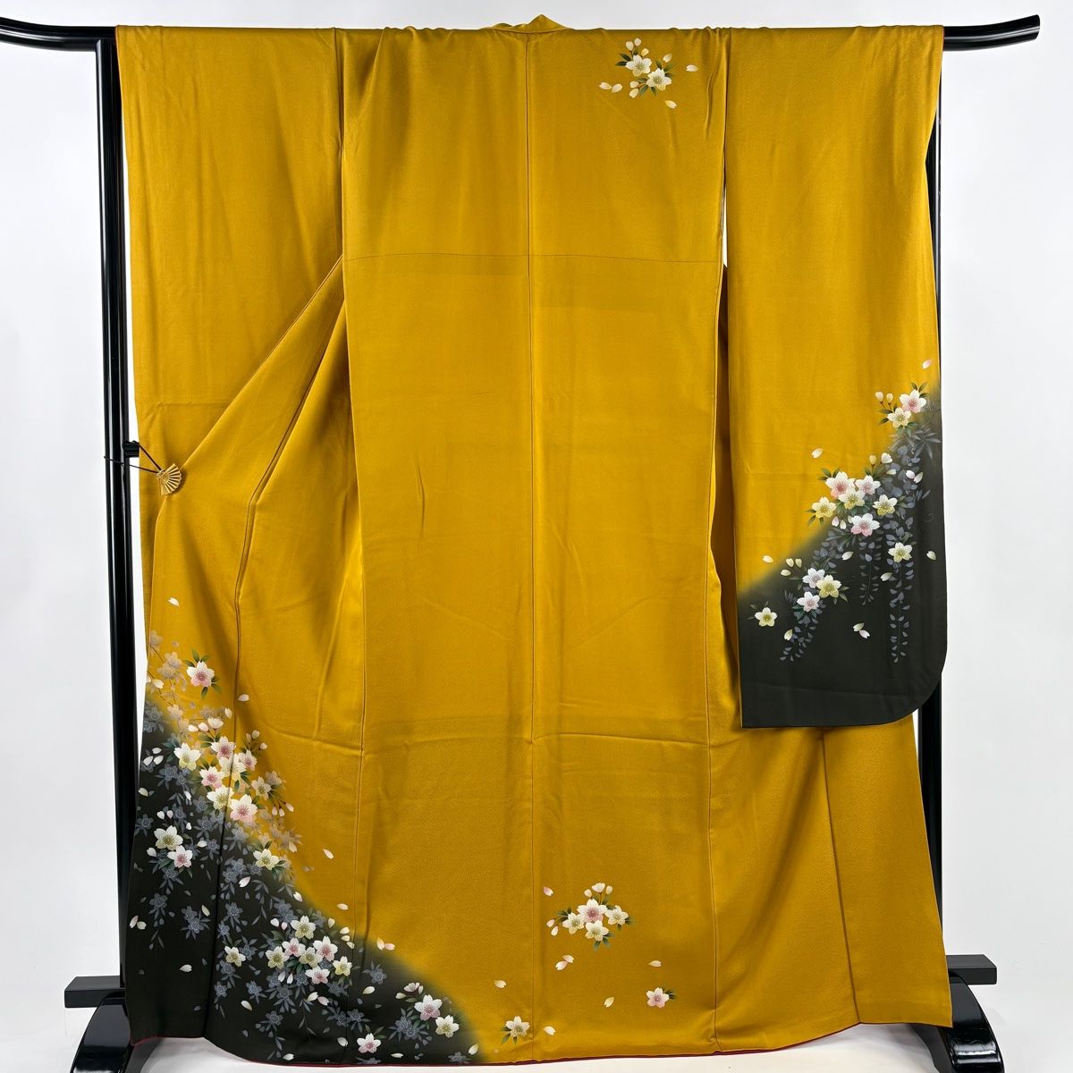 振袖 身丈169 cm 裄丈68 L 袷 桜 染め分け ぼかし 山吹色 正絹 秀品