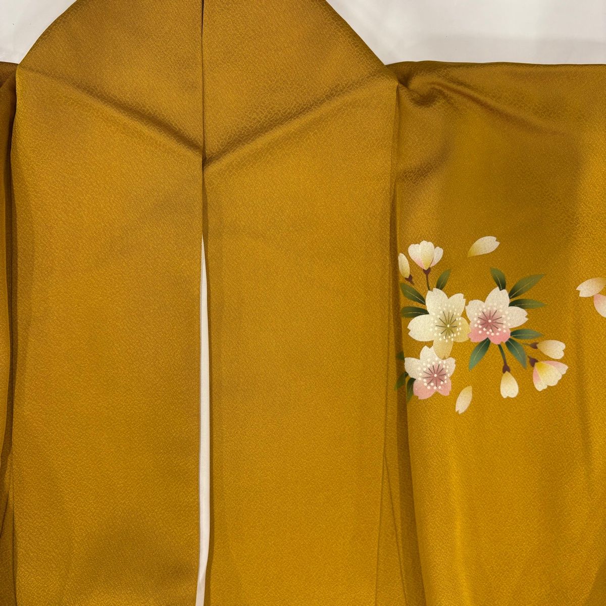 美品】 振袖 身丈169cm 裄丈68cm L 袷 桜 染め分け ぼかし 山吹色 正絹