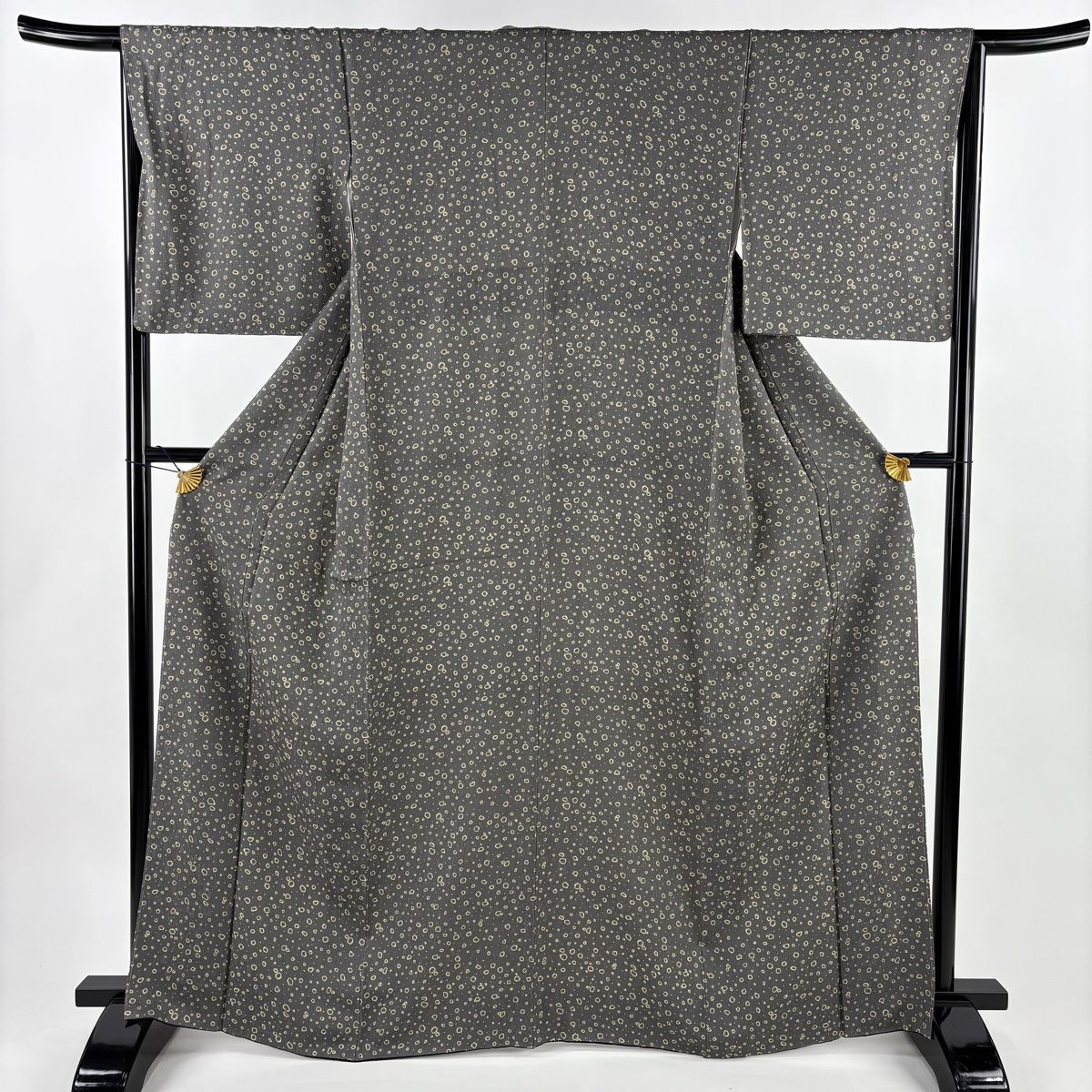 小紋 身丈166.5 cm 裄丈66.5 M 袷 幾何学模様 灰色 正絹 秀品