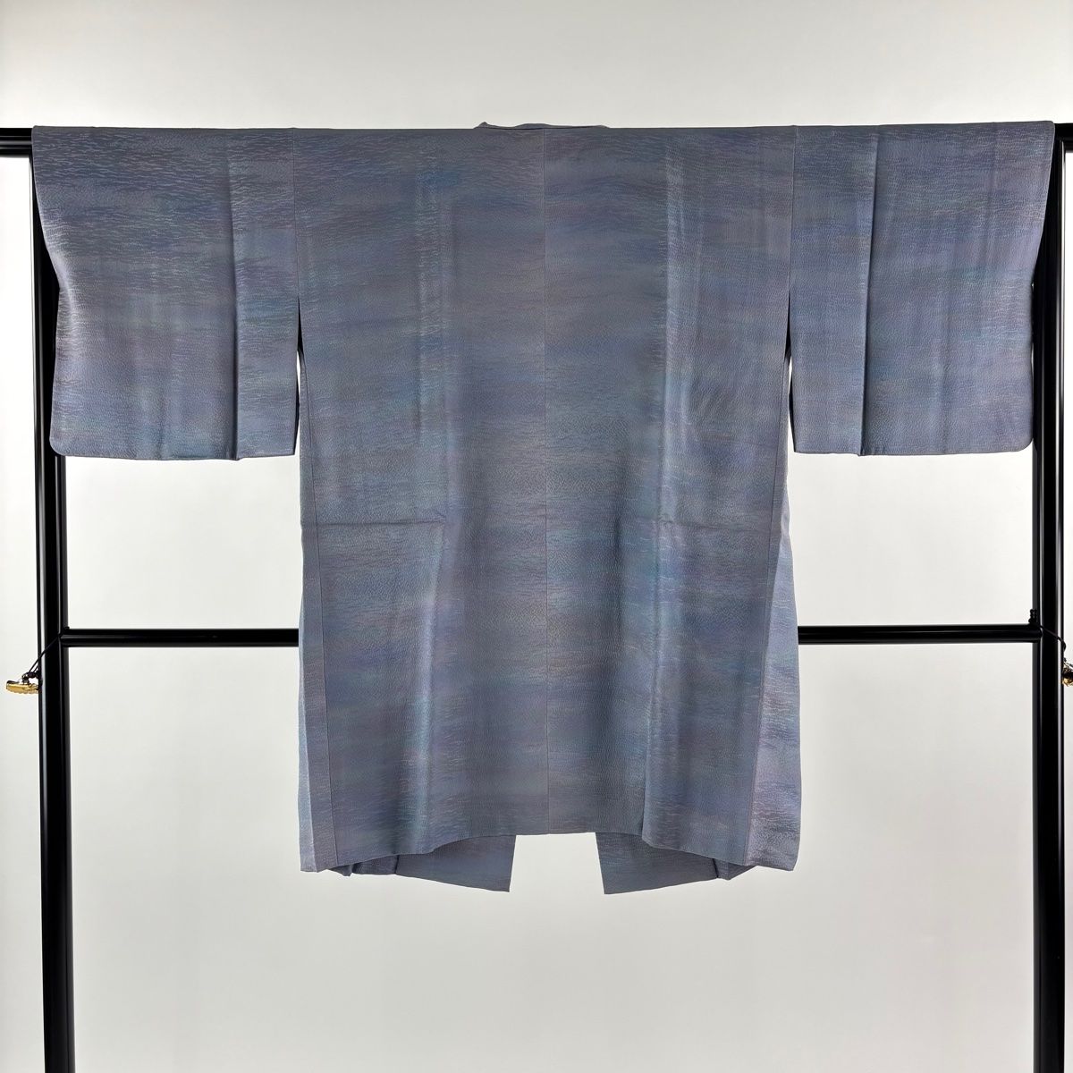 道中着 身丈97 cm 裄丈65 5 M 和装コート 地紋 霞ぼかし 青灰色 正絹 秀品