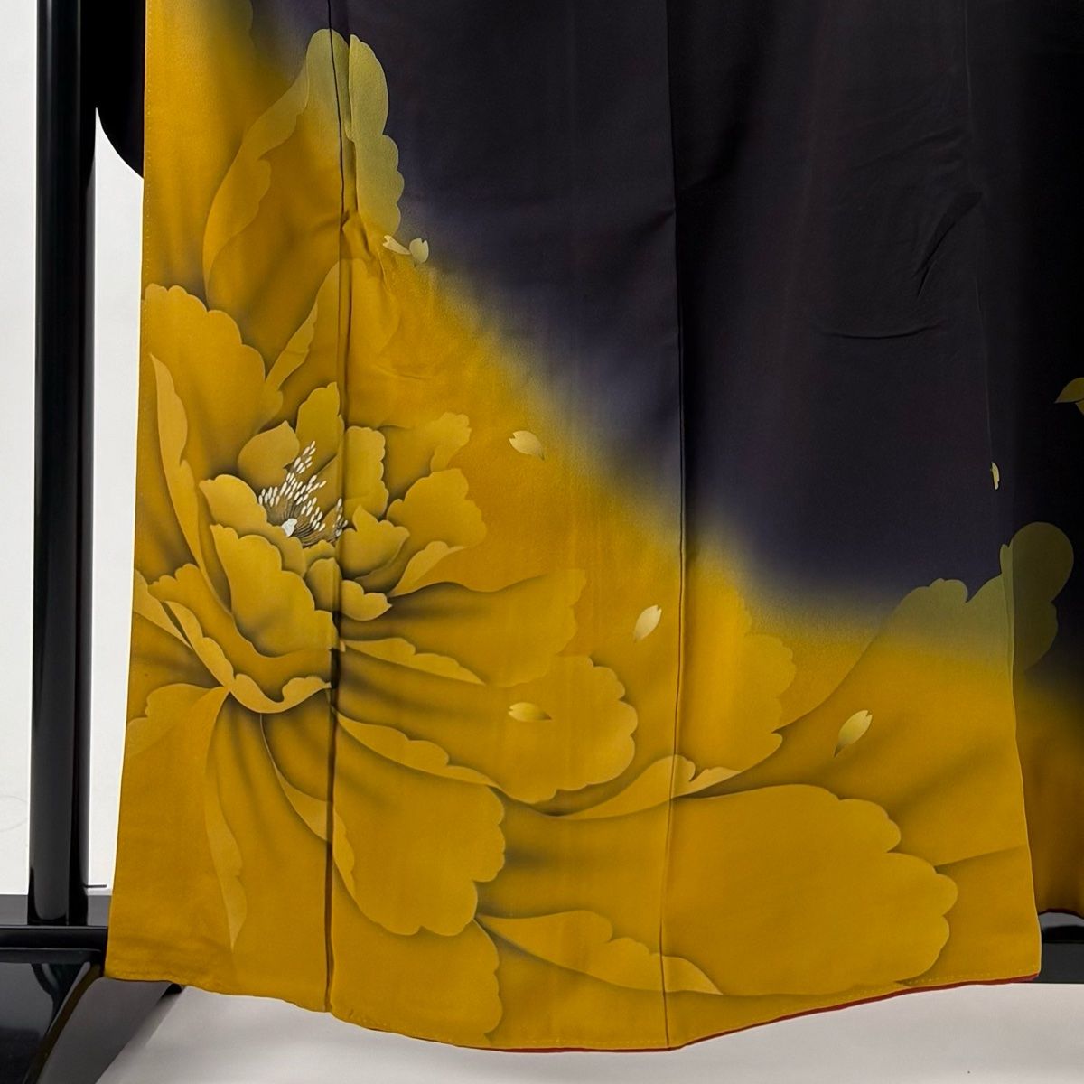 振袖 身丈157.5 cm 裄丈67 M 袷 牡丹 金彩 ぼかし 墨色 正絹 秀品