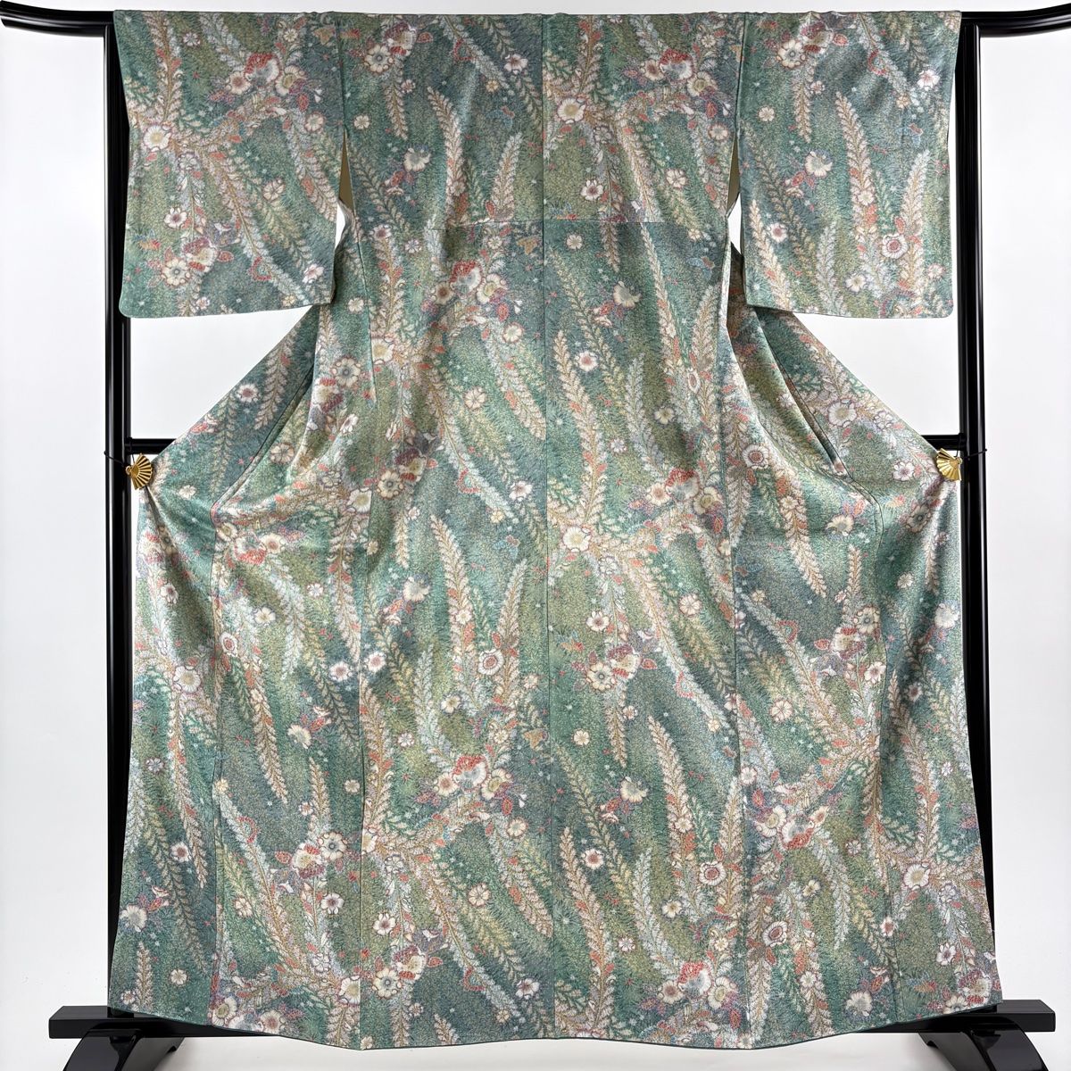 ★専用★未使用品 小紋 グリーンベージュ 桜花 身丈163cm裄丈70cm正絹 ☆専用☆未使用品 小紋 グリーンベージュ 桜花 身丈163cm裄丈70cm正絹