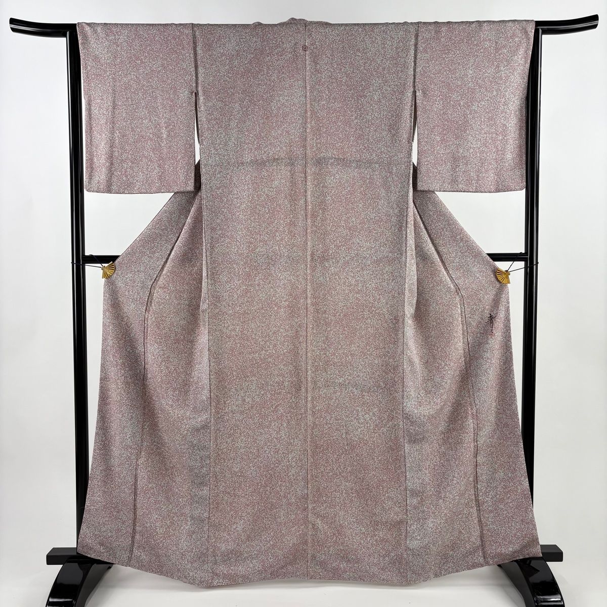 小紋 身丈163 cm 裄丈65 M 袷 松井青々 落款 幾何学 薄小豆 正絹 一つ紋