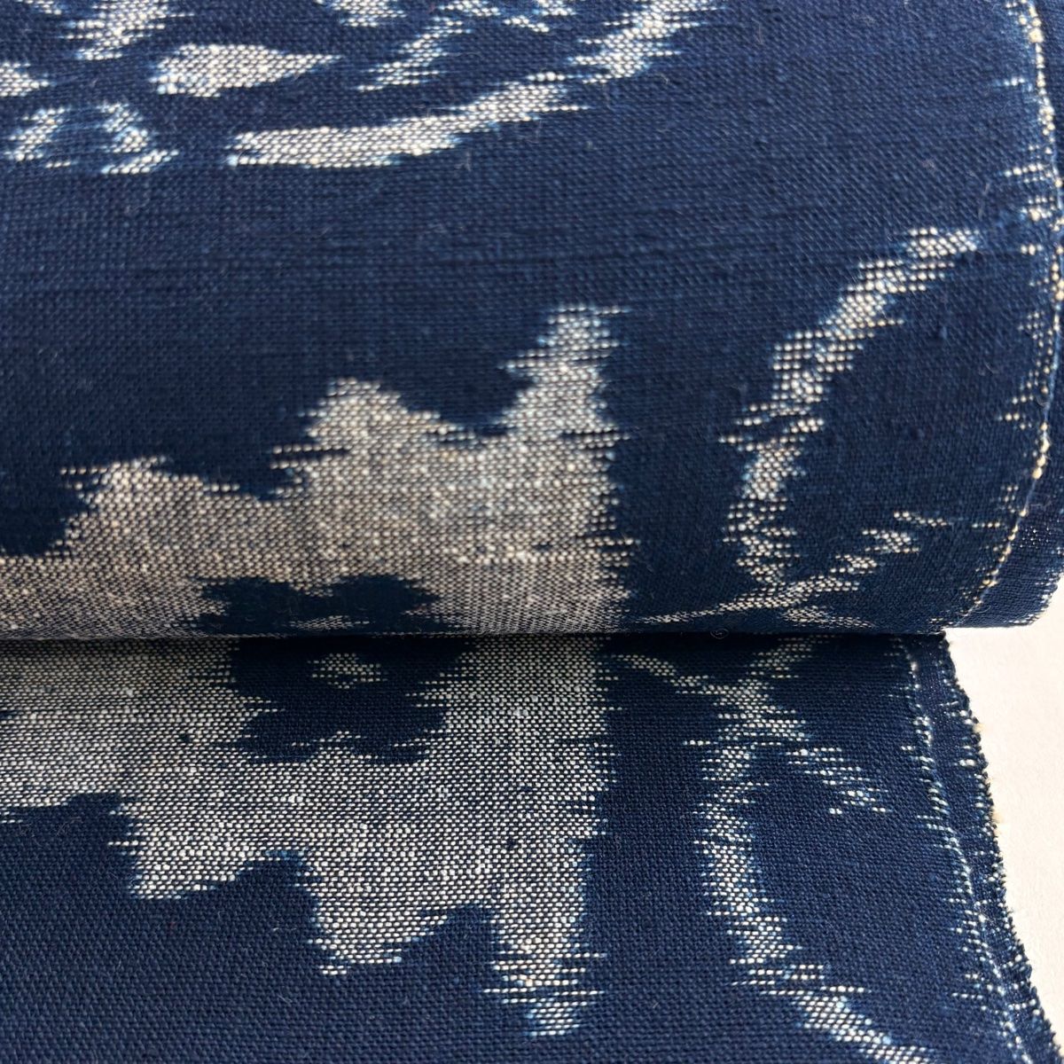  反物 紬 証紙有り 久留米かすり 扇 花菱 藍色 綿 その他 着物反物