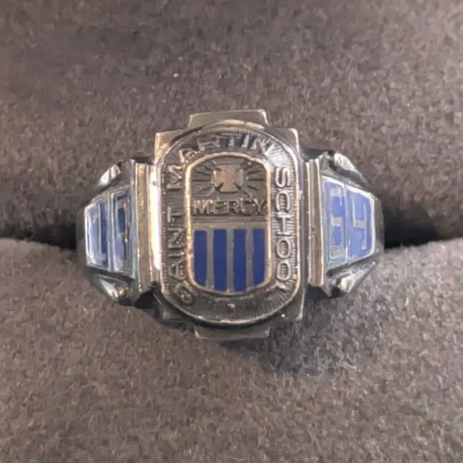 METAL ARTS 1964年 シルバー925 ブルーエナメル カレッジリング