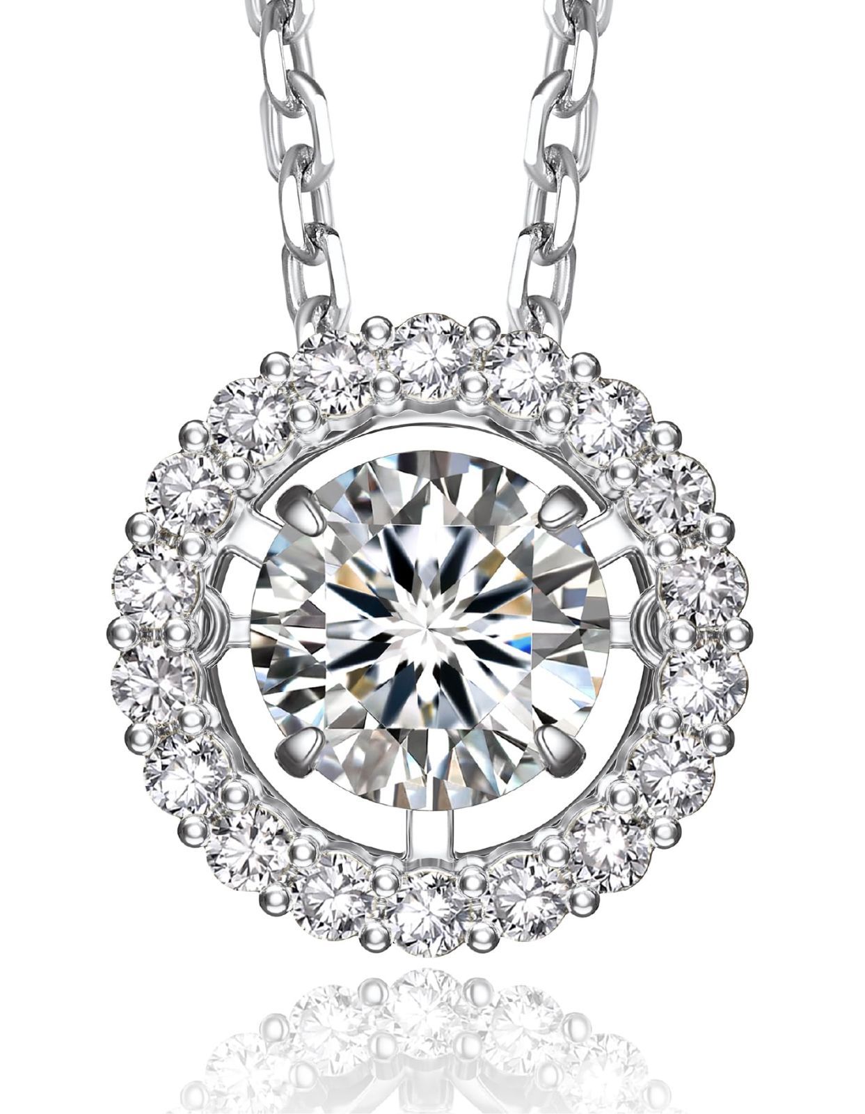 女性 プレゼント ギフトボックス付き シルバー925チェーン ペンダント 揺れる ネックレス モアサナイト 0 5 1カラット レディース ダンシングストーン MomentWish