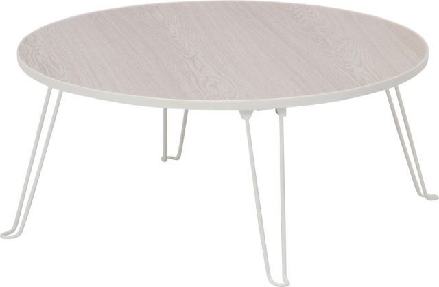 【送料無料】不二貿易 ローテーブル 丸 折りたたみテーブル ミニ 幅60×奥行60×高さ31.5cm ホワイトウォッシュ 完成品 持ち運び簡単 アウトドア ピクニック 10859