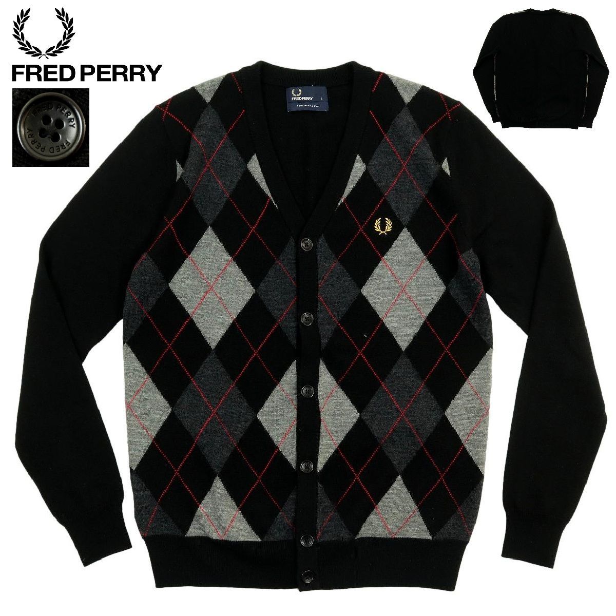 B3591】【極美品】【メリノウール】FRED PERRY フレッドペリー