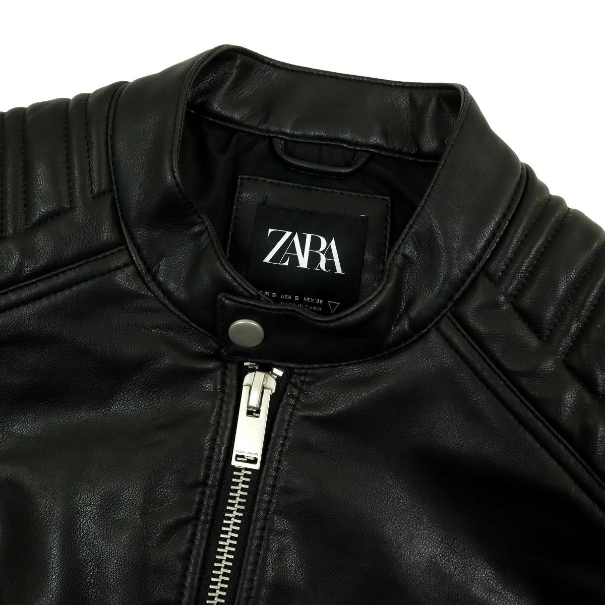 B3592】【極美品】ZARA ザラ シングルライダースジャケット レザー