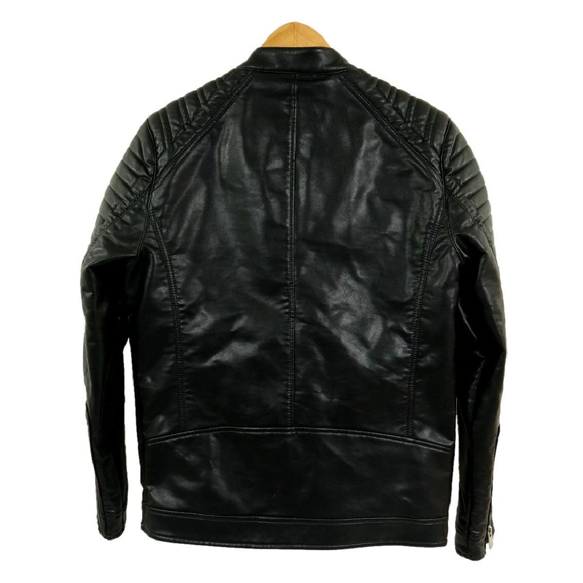 B3592】【極美品】ZARA ザラ シングルライダースジャケット レザー