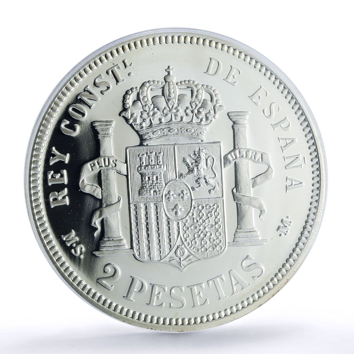 スペイン アルフォンソ12世 2ペセタ 再発行 1882年 SP 69 PCGS