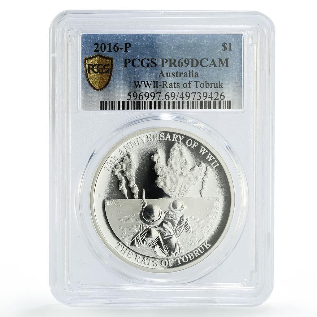 アトラリア 1ドル 第二次世界大戦 トブルク ネズミ兵士 PR69 PCGS 銀貨