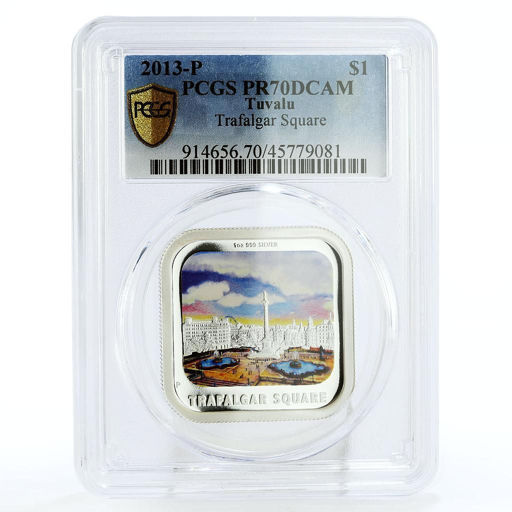 ツバル 1ドル トラファルガー広場 ロンドン ウェストミンスター PR70