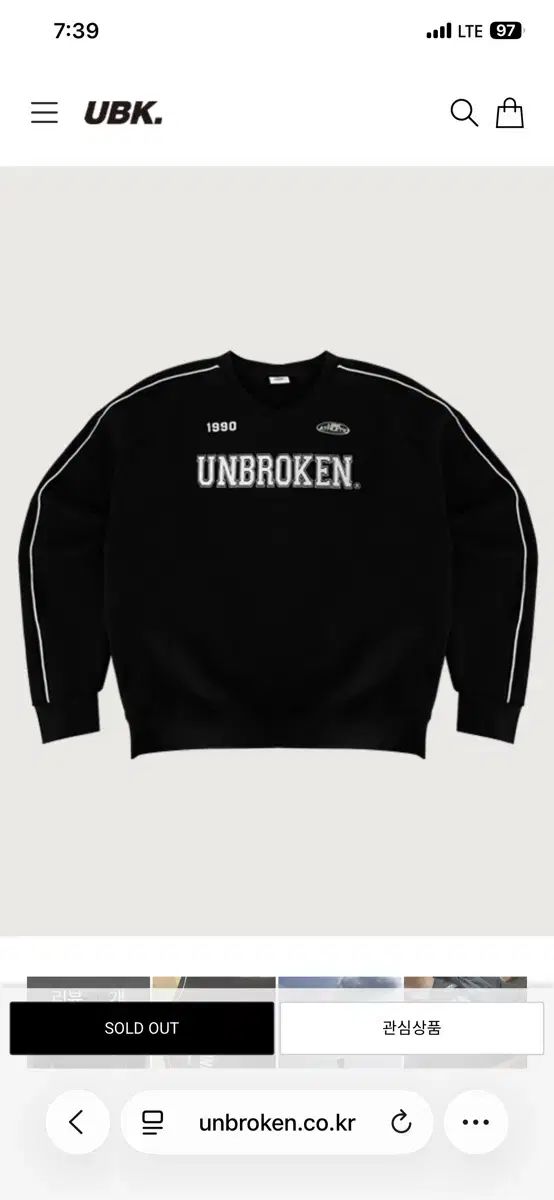 UBK アンブロークン ブラック スウェット Tシャツ