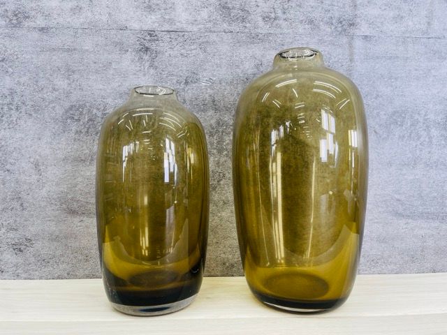 イタリア製　ムラーノ　花瓶　フラワー ベース レア　希少 ムラーノ フラワーベース 2点セット 【中古】 ARCADE MURANO グリーン