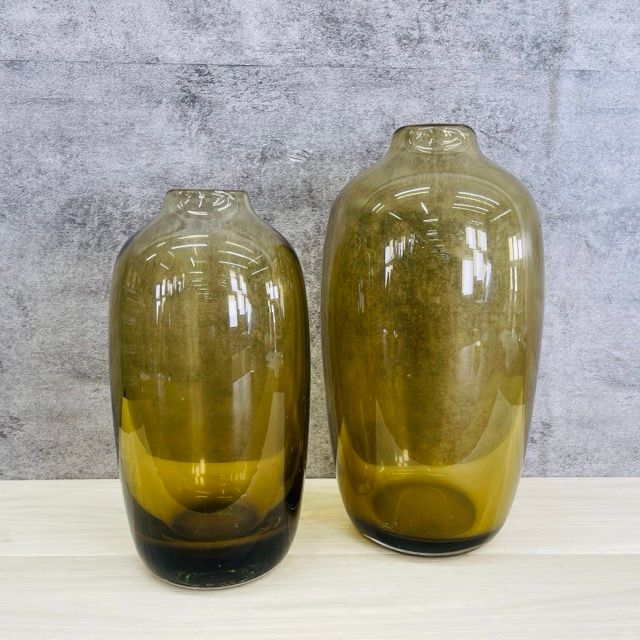 花瓶　イタリア製　ムラノ ムラーノ フラワーベース 2点セット 【中古】 ARCADE MURANO グリーン
