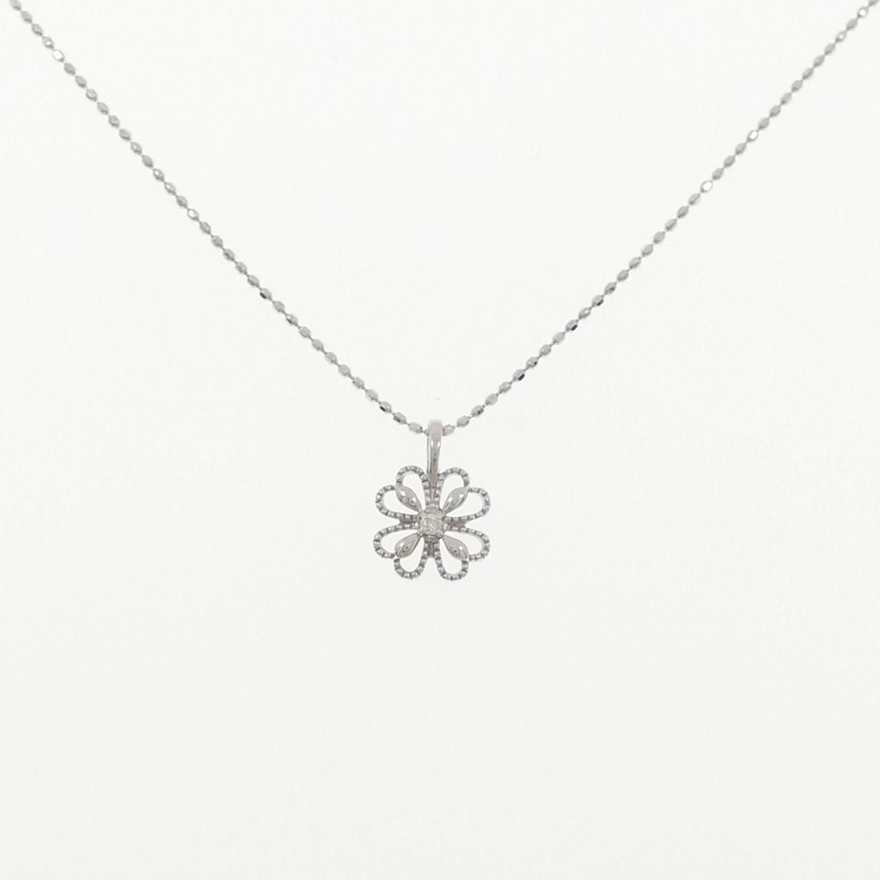 K10WG フラワー ダイヤモンド ネックレス - メルカリ
