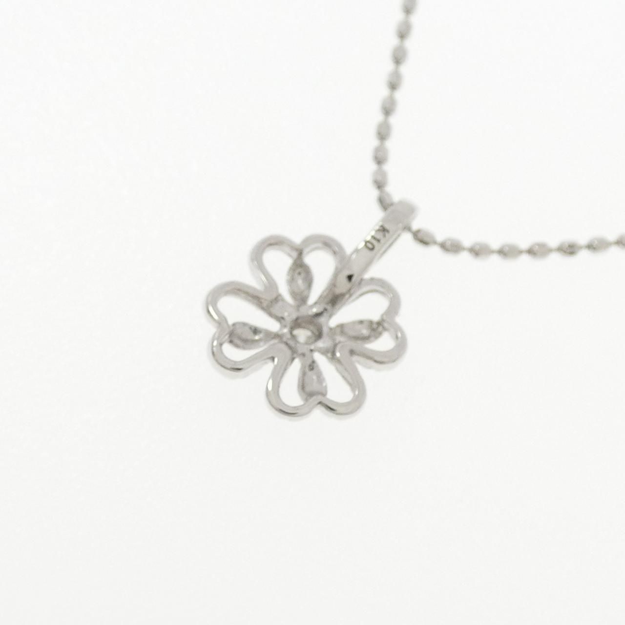 K10WG フラワー ダイヤモンド ネックレス - メルカリ