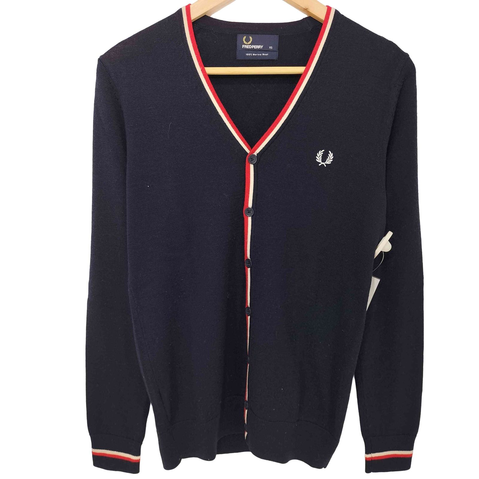 フレッドペリー FRED PERRY トリコロール メリノウール カーディガン 