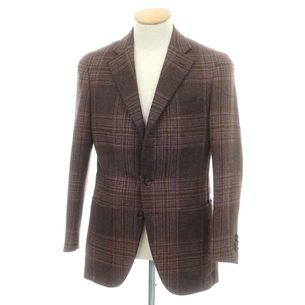中古】イザイア ISAIA ウールカシミヤ チェック 3B テーラード