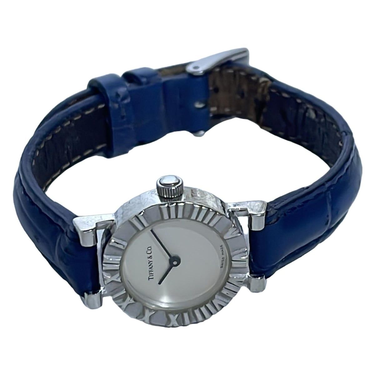 TIFFANY-Co. ティファニー 腕時計 アトラスラウンド S 0640 レディース 革ベルト シルバー