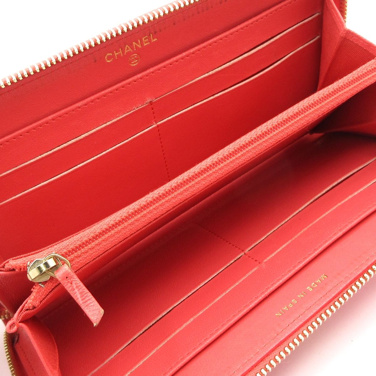 CHANEL パース　マドモアゼル　Vステッチ　ピンク CHANEL(シャネル) 長財布 Vステッチ/マドモアゼル ピンク ラウンド