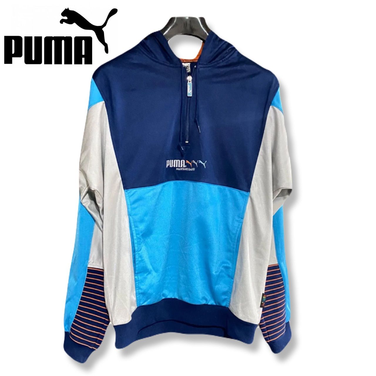 PUMA プーマ 80s 40サイズ カラーブロック ハーフジップパーカー 
