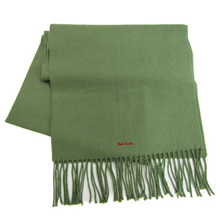 ポールスミス マフラー ストール 無地 ロゴ ブランド メンズ グリーン
