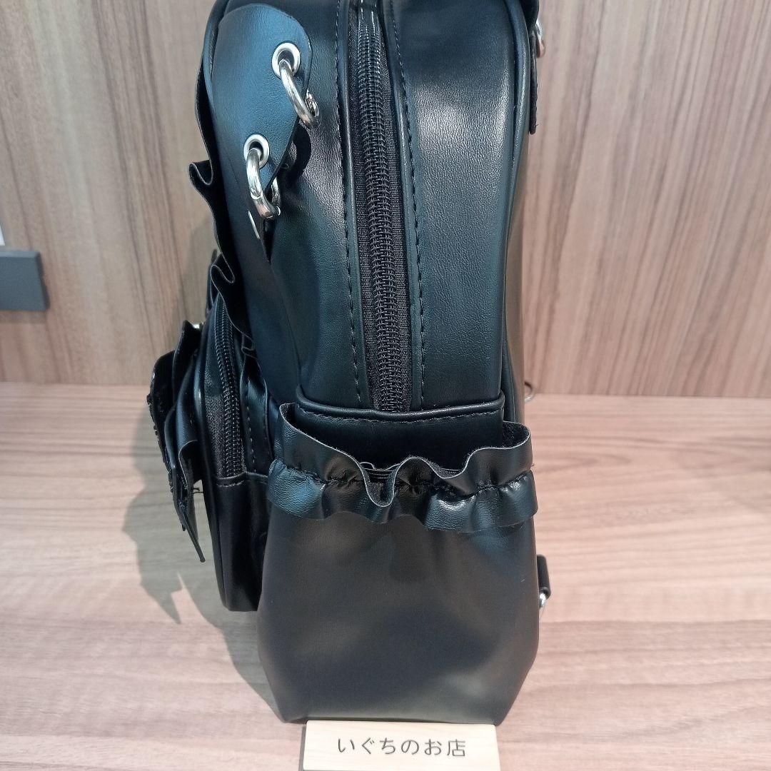 新品未使用】ネコ耳 リュック レザー ブラック 量産型 地雷系 リボン①