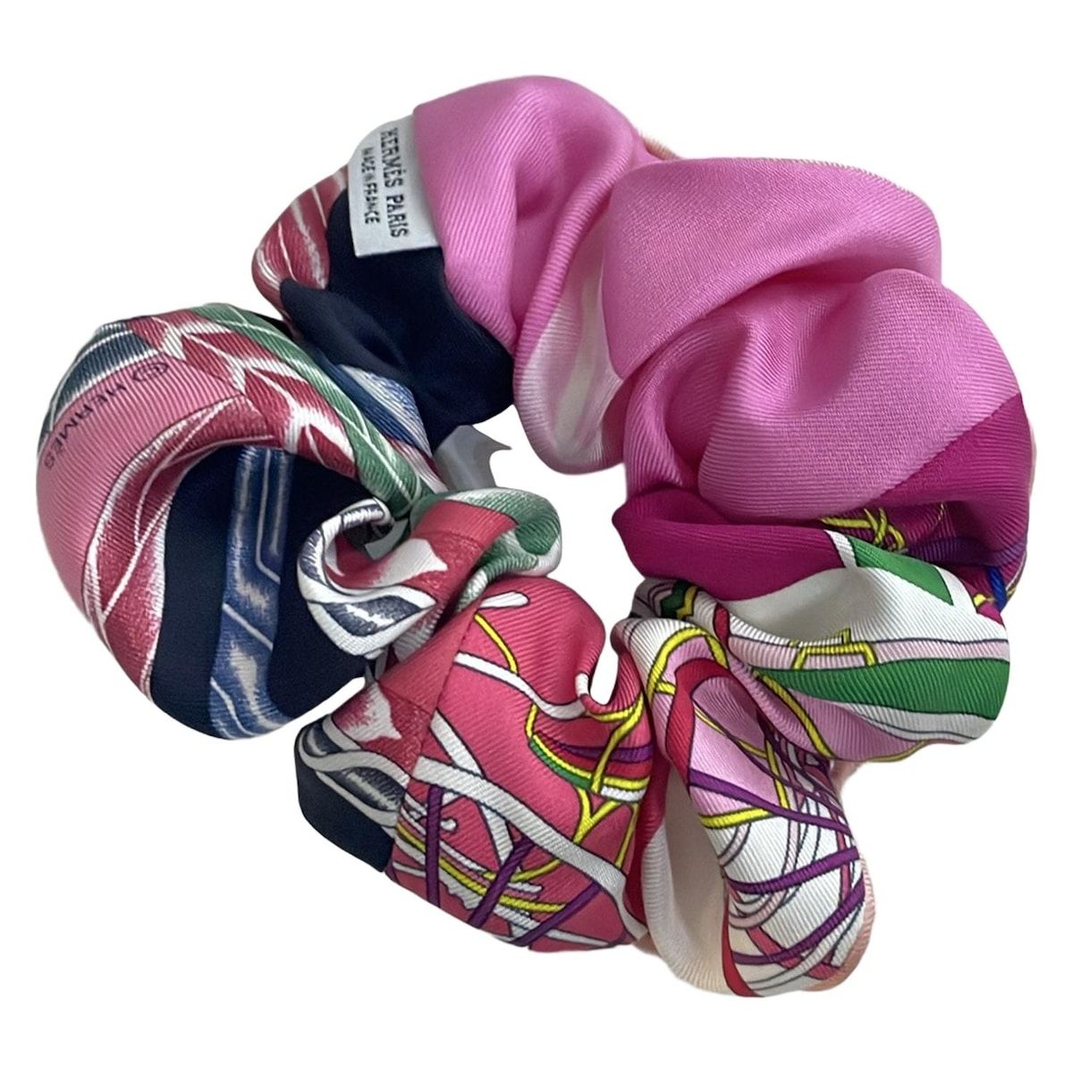 HERMES(エルメス) シュシュ美品 - シルク ピンク×黒×マルチ - メルカリ