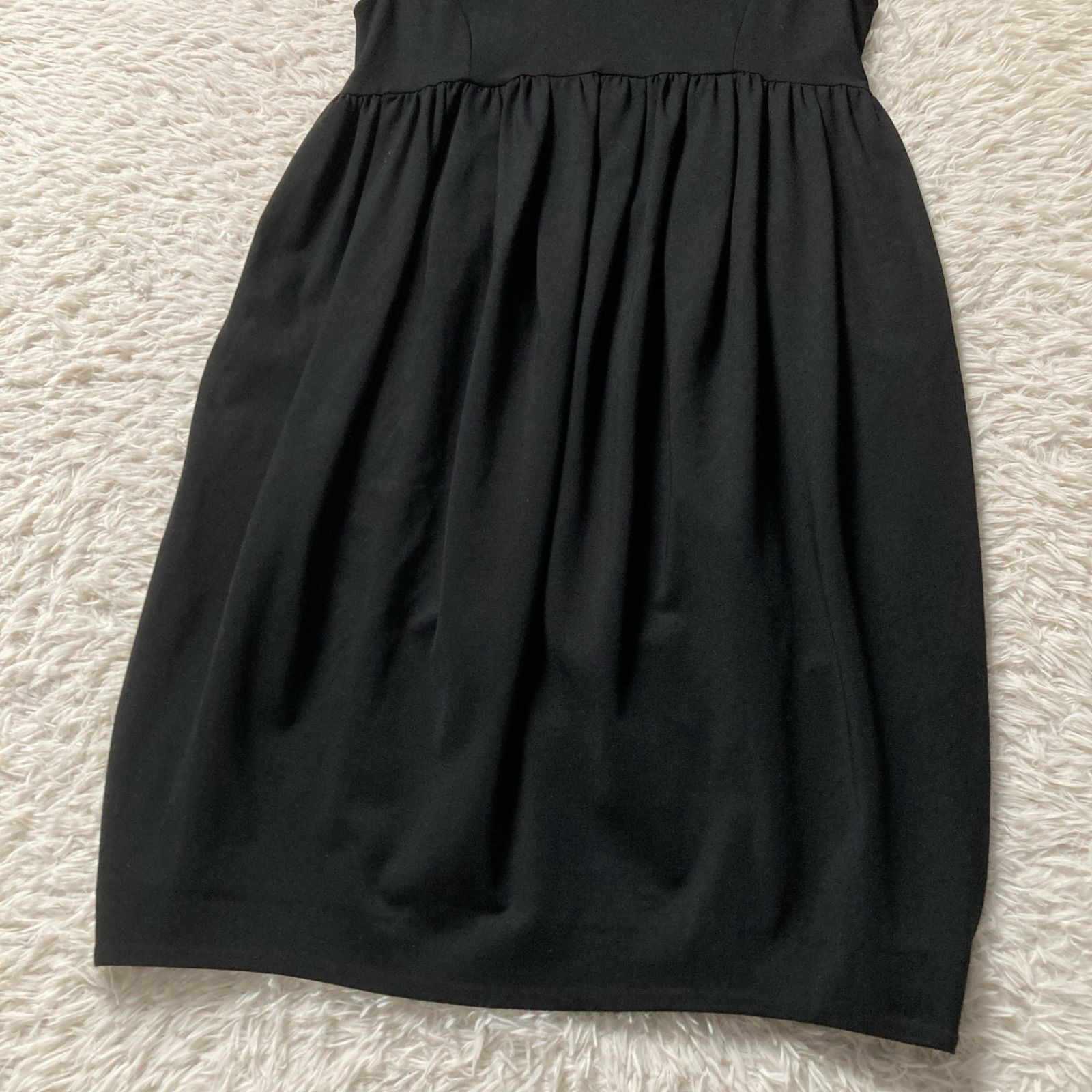 美品 YOKOCHAN ヨーコチャン Vネックコクーンワンピース ギャザー ひざ