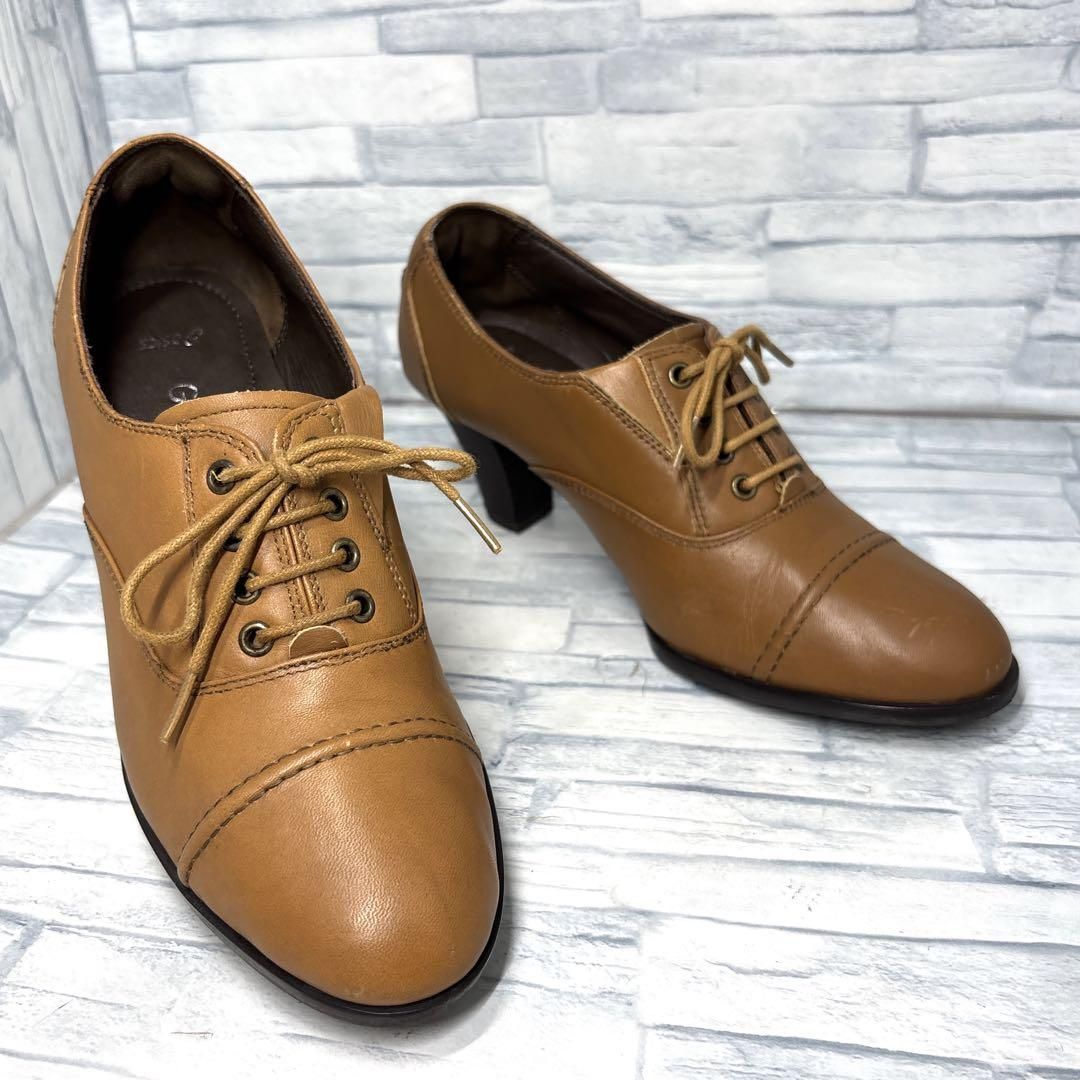 アシックスウォーキング GIRO レースアップ 本革 ブラウン 22.5cmEE