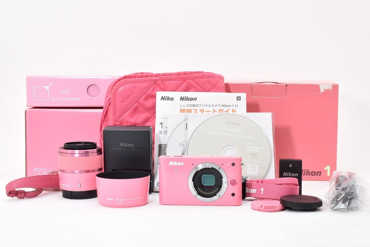 ショット数6164回 美品 Nikon 1 J1 ピンク + 30-110mm F3.8-5.6 VR