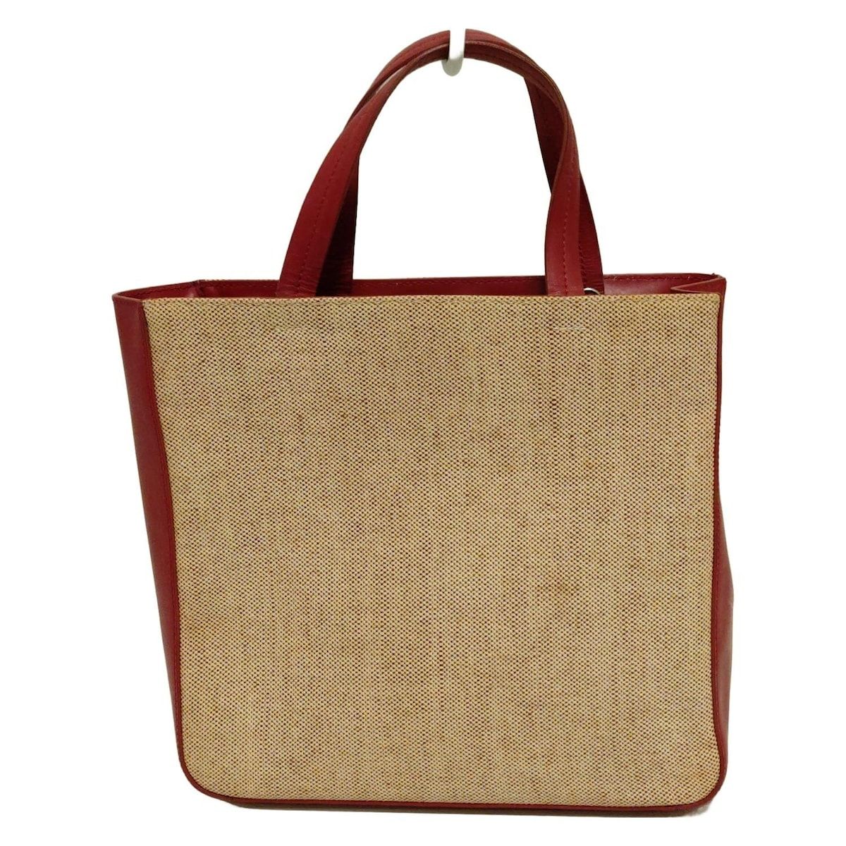 PRADA(プラダ) トートバッグ - ベージュ×レッド ミニバッグ レザー