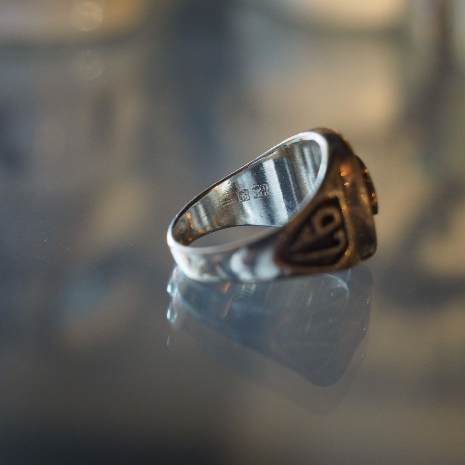 90's School ring 12号 LGB black onyx silver925 カレッジリング