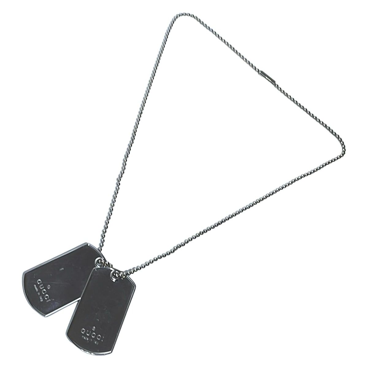 GUCCI(グッチ) ネックレス美品 ドッグタグ シルバー ボールチェーン