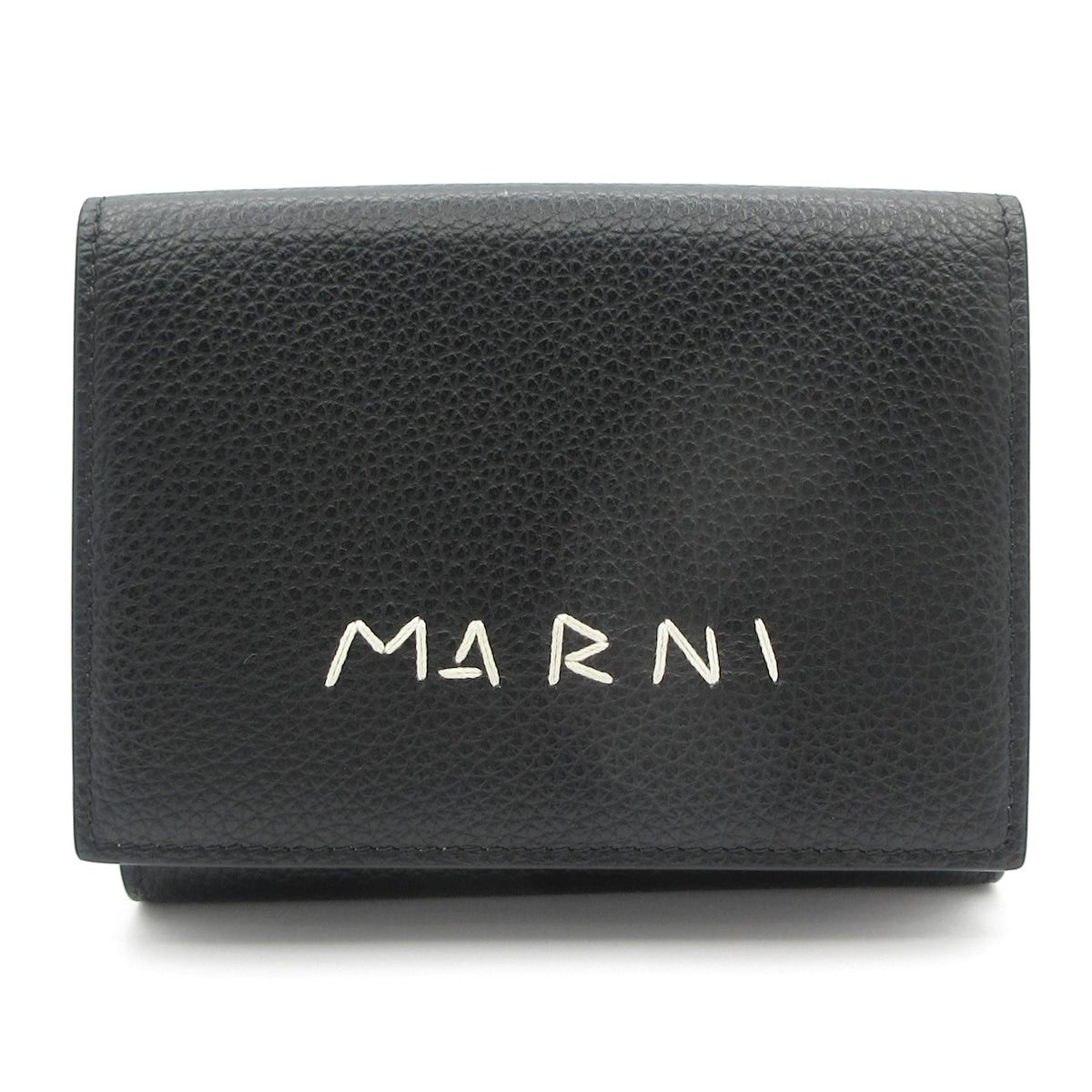MARNI マルニ 3つ折り財布 黒 白 レザー