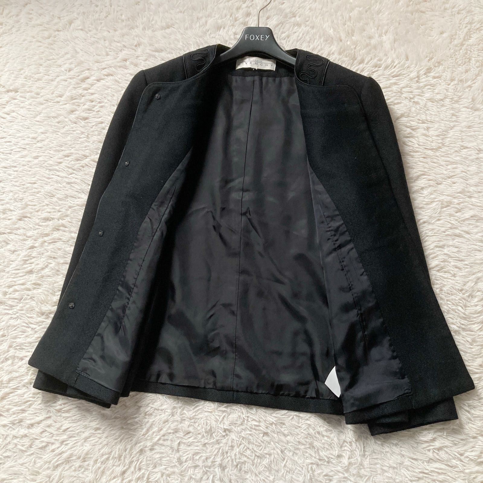 美品 ジバンシィ GLAMOUR GIVENCHY 上質ウール ノーカラージャケット