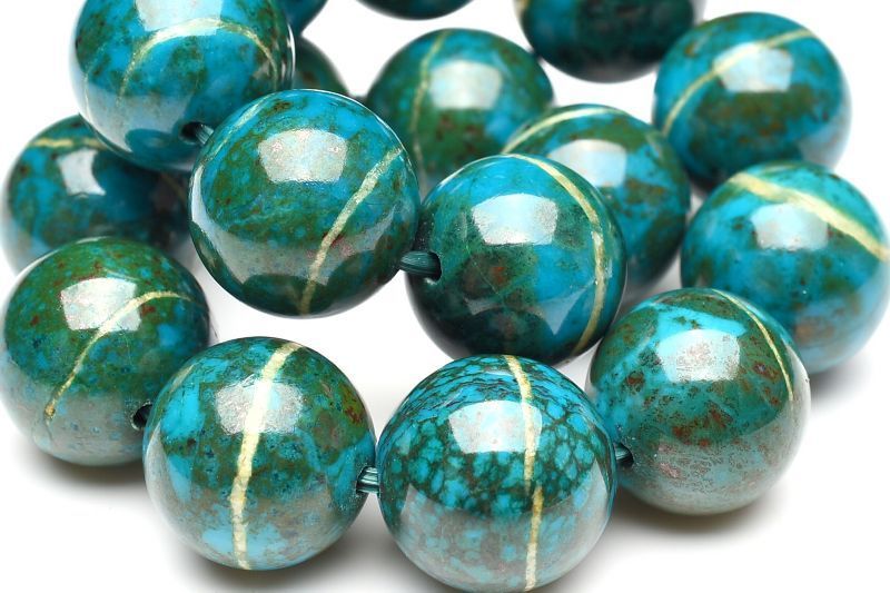 1点物】高発色◇天然マーブル クリソコラ 12.5mm ブレスレット