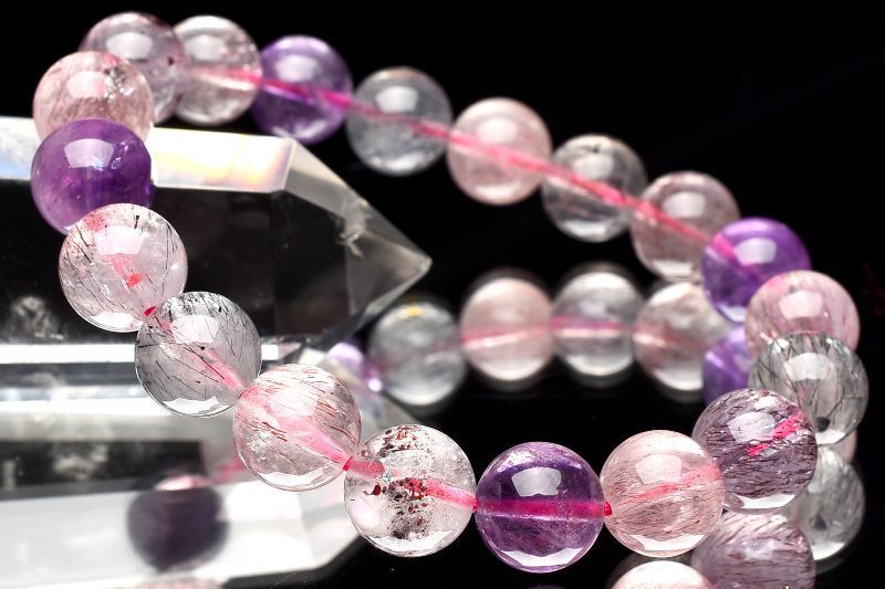 １点物 上質 マルチ スーパーセブン 10 mm ブレスレット パワーストーン 天然石 _U 8152