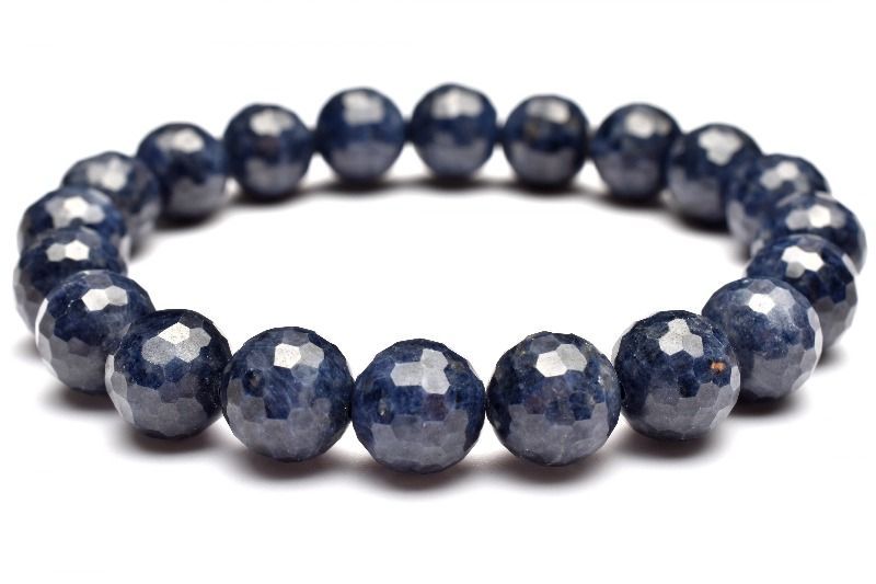 【１点物】サファイア 9.5mm 128面カット ブレスレット パワーストーン 天然石 _MC1558